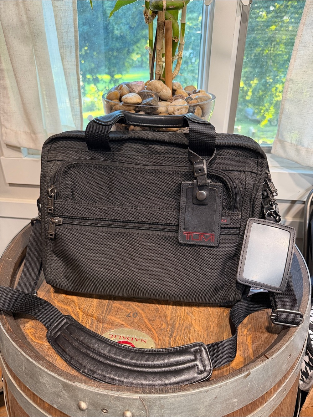 Tumi Black Nylon Laptop Briefcase with Shoulder Strap
